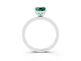 White gold Cushion Cut Green Sapphire Solitaire Ring with Thin Band and Prong Setting_15
