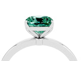 White gold Cushion Cut Green Sapphire Solitaire Ring with Thin Band and Prong Setting_16