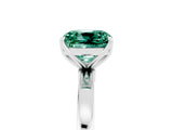 White gold Cushion Cut Green Sapphire Solitaire Ring with Thin Band and Prong Setting_17
