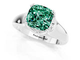 White gold Cushion Cut Green Sapphire Solitaire Ring with Wide Band and Prong Setting_1