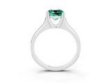 White gold Cushion Cut Green Sapphire Solitaire Ring with Wide Band and Prong Setting_3