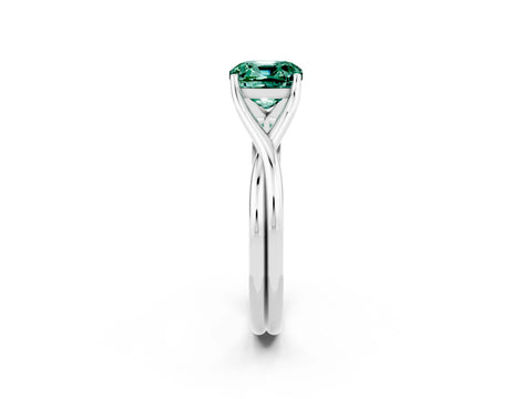 White gold Cushion Cut Green Sapphire Solitaire Twist Band Prong Setting Ring_60