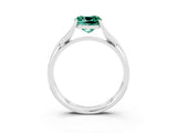White gold Cushion Cut Green Sapphire Solitaire Twist Band Prong Setting Ring_61