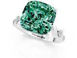 White gold Cushion Cut Green Sapphire Solitaire Twisted Band with Round  Accents and Prong Setting_25
