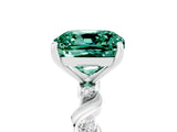 White gold Cushion Cut Green Sapphire Solitaire Twisted Band with Round  Accents and Prong Setting_35