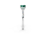 White gold Cushion Cut Green Sapphire Solitaire with Side Baguettes and Channel Set Band_2