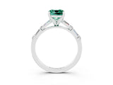 White gold Cushion Cut Green Sapphire Solitaire with Side Baguettes and Channel Set Band_3