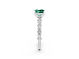 White gold Cushion Cut Green Sapphire Solitaire with Side Stones, Pave Band, Four-Prong Setting_26