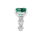 White gold Cushion Cut Green Sapphire Solitaire with Side Stones, Pave Band, Four-Prong Setting_29
