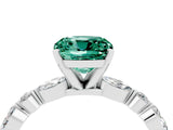 White gold Cushion Cut Green Sapphire Solitaire with Side Stones on a Pavé Band and Four-Prong Setting_4