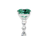 White gold Cushion Cut Green Sapphire Solitaire with Side Stones on a Pavé Band and Four-Prong Setting_5