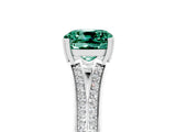 White gold Cushion Cut Green Sapphire Split Shank Engagement Ring with Pavé Band_5