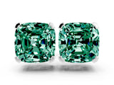 White gold Cushion Cut Green Sapphire Stud Earrings_24