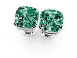 White gold Cushion Cut Green Sapphire Stud Earrings_25