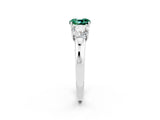 10K White Gold Green Sapphire Three-Stone Ring with Four-Prong Setting and Classic Band