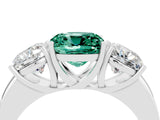 10K White Gold Green Sapphire Three-Stone Ring with Four-Prong Setting and Classic Band