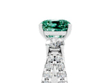 White gold Cushion Cut Green Sapphire Three-Stone Ring with Pavé Split Shank and Four-Prong Setting_17