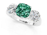 Platinum  Diamond Three-Stone Ring with Prong Setting and Classic Band