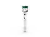 Platinum  Diamond Three-Stone Ring with Prong Setting and Classic Band