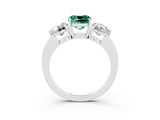 Platinum  Diamond Three-Stone Ring with Prong Setting and Classic Band