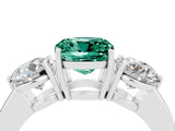 Platinum  Diamond Three-Stone Ring with Prong Setting and Classic Band