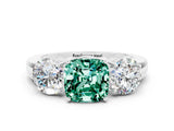 Platinum  Diamond Three-Stone Ring with Prong Setting and Classic Band