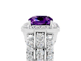 White gold Cushion Cut Halo Amethyst Ring with Split Shank and Four-Prong Setting_5