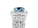White gold Cushion Cut Halo Aquamarine Ring with Split Shank and Four-Prong Setting_5
