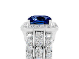 White gold Cushion Cut Halo Blue Sapphire Ring with Split Shank and Four-Prong Setting_5