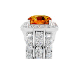 White gold Cushion Cut Halo Citrine Ring with Split Shank and Four-Prong Setting_5