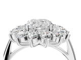 White gold Cushion Cut Halo Cluster Diamond Ring with Pave Band and Four-Prong Setting_11