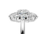 White gold Cushion Cut Halo Cluster Diamond Ring with Pave Band and Four-Prong Setting_12