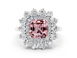White gold Cushion Cut Halo Cluster Diamond Ring with Pave Band and Four-Prong Setting_12