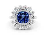 White gold Cushion Cut Halo Cluster Diamond Ring with Pave Band and Four-Prong Setting_12