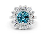 White gold Cushion Cut Halo Cluster Diamond Ring with Pave Band and Four-Prong Setting_12