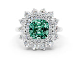 White gold Cushion Cut Halo Cluster Diamond Ring with Pave Band and Four-Prong Setting_12