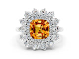 White gold Cushion Cut Halo Cluster Diamond Ring with Pave Band and Four-Prong Setting_13