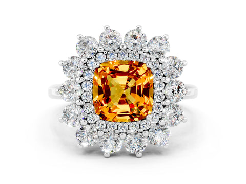 White gold Cushion Cut Halo Cluster Diamond Ring with Pave Band and Four-Prong Setting_13