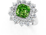 White gold Cushion Cut Halo Cluster Diamond Ring with Pave Band and Four-Prong Setting_13