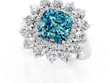 White gold Cushion Cut Halo Cluster Diamond Ring with Pave Band and Four-Prong Setting_13