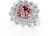 White gold Cushion Cut Halo Cluster Diamond Ring with Pave Band and Four-Prong Setting_13