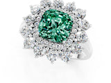 White gold Cushion Cut Halo Cluster Diamond Ring with Pave Band and Four-Prong Setting_13