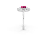 White gold Cushion Cut Halo Cluster Diamond Ring with Pave Band and Four-Prong Setting_14