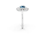 White gold Cushion Cut Halo Cluster Diamond Ring with Pave Band and Four-Prong Setting_14