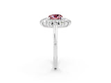 White gold Cushion Cut Halo Cluster Diamond Ring with Pave Band and Four-Prong Setting_14