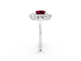 White gold Cushion Cut Halo Cluster Diamond Ring with Pave Band and Four-Prong Setting_14