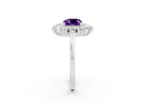 White gold Cushion Cut Halo Cluster Diamond Ring with Pave Band and Four-Prong Setting_14
