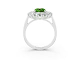 White gold Cushion Cut Halo Cluster Diamond Ring with Pave Band and Four-Prong Setting_15