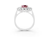 White gold Cushion Cut Halo Cluster Diamond Ring with Pave Band and Four-Prong Setting_15