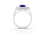 White gold Cushion Cut Halo Cluster Diamond Ring with Pave Band and Four-Prong Setting_15